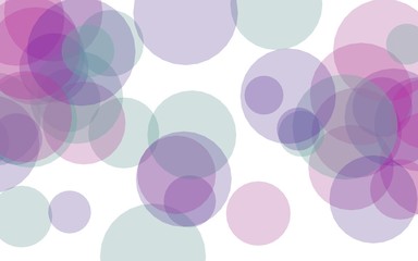 Multicolored translucent circles on a white background. Pink tones. 3D illustration