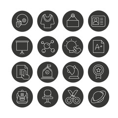 education icon set in circle buttons