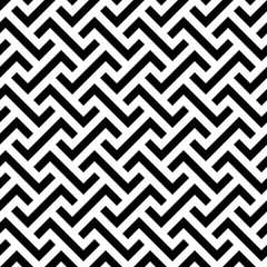 Abstract seamless pattern background. Maze of black geometric design elements isolated on white background. Vector illustration.