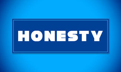 Honesty - clear white text written on blue card on blue background