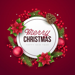 Merry Christmas background. Vector illustration with Christmas elements