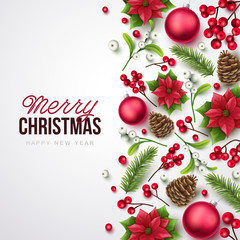 Merry Christmas background. Vector illustration with Christmas elements.