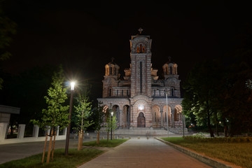 Fototapeta na wymiar Church of Saint Mark in Belgrade at night