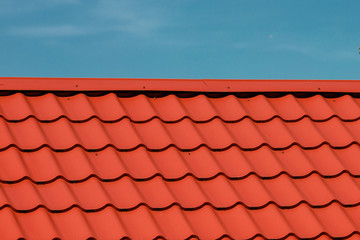 Roof metal sheets. Modern material for construction of houses.