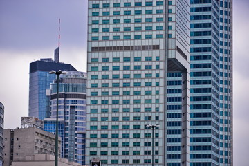 Fototapeta premium This is a view of downtown in Warsaw, capital city of Poland. March 27, 2018. Warsaw, Poland.