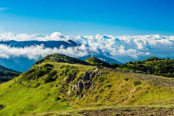 Obraz premium View from the top of the mountain (Peak of Matagalls, Montseny Natural Park, Catalonia, Spain)