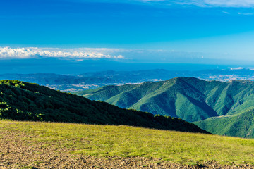 View from the top of the mountain (Peak of Matagalls, Montseny Natural Park, Catalonia, Spain)