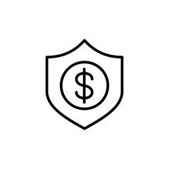money safety shield line outline black icon