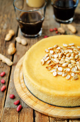 Peanut butter cheesecake with peanuts