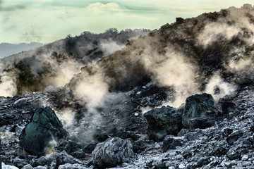 "Delle Biancane" geothermal path at dawn