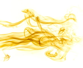 Yellow smoke on white background