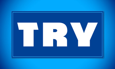 Try - clear white text written on blue card on blue background