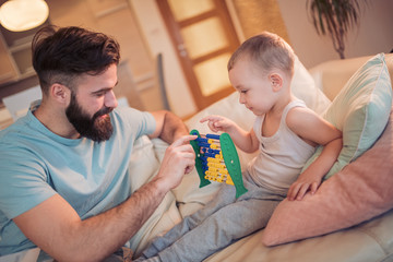 Obraz premium Father and son at home