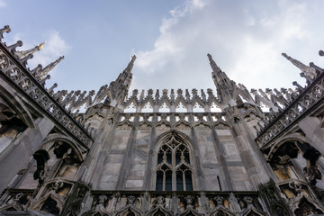 Facade of italian church and blue sky
