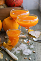 Pumpkin drinks, juice for Halloween.