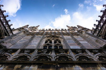 Fototapeta premium Facade of italian church and blue sky