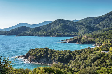 Fototapeta premium Panoramic view of Aegean sea at Chalkidiki, Greece