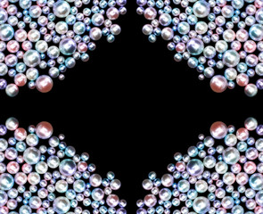Frame with colorful bead pearltexture on black background