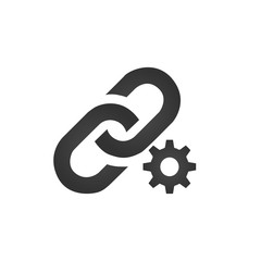 Link Icon with cog or gear. settings link concept. vector illustration isolated on white background.