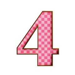 Plastic isolated pink alphabet and numbers cheker 3d illustration