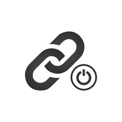 Link Icon with shut down button. turn off link concept. vector illustration isolated on white background.