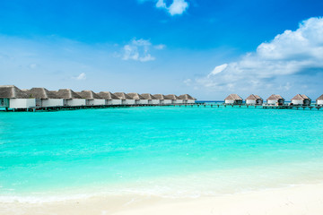 Fototapeta na wymiar Overwater bungalow in the Indian Ocean