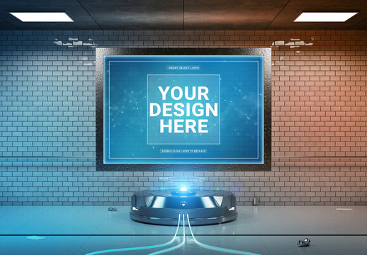 Futuristic Horizontal Billboard Mockup