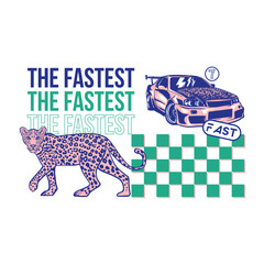 Fast sport car and leopard print 