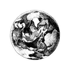 Hand drawn Earth planet. Sky view