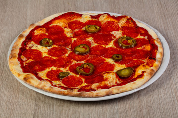 Pizza pepperoni sausages