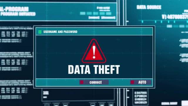 42. Data Theft Warning Notification Generated on Digital System Security Alert Error Message on Computer Screen after Entering Login And Password . Cyber Crime, Computer Hacking Concept