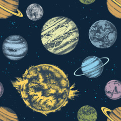 Vector seamless with solar system planets