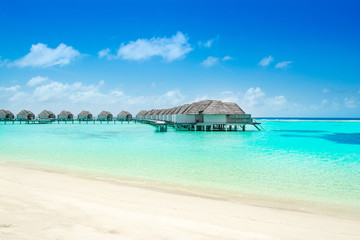 Fototapeta premium Overwater bungalow in the Indian Ocean