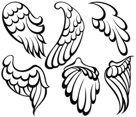 Wings icon. Cartoon collection of wings
