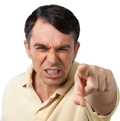 Naklejka premium Angry Man Pointing Finger at You - Isolated