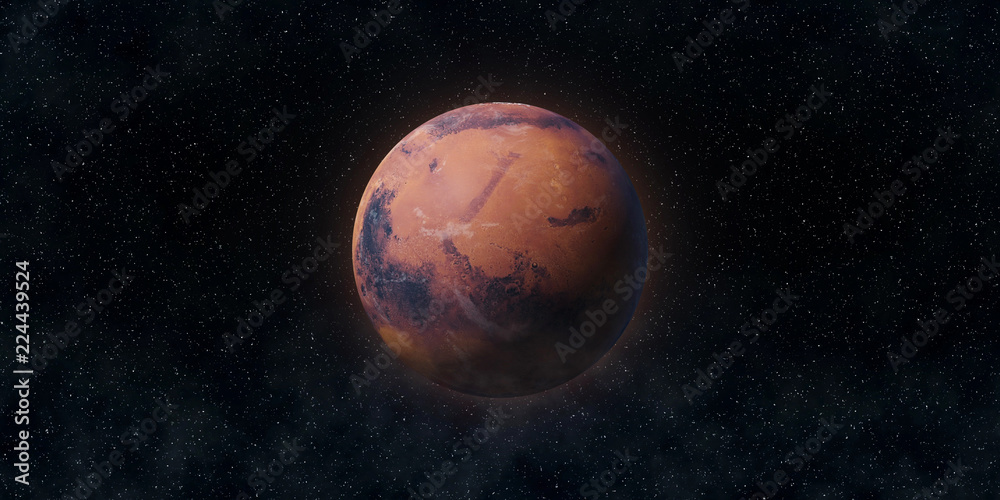 Wall mural red planet mars. astronomy and science concept. elements of this image furnished by nasa