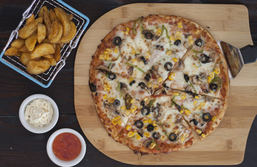 hot home made pizza ready for serve