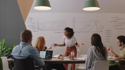 happy business people meeting in boardroom celebrating successful corporate victory multi ethnic group enjoying success colleague using smartphone taking photo sharing presentation on social media - Powered by Adobe