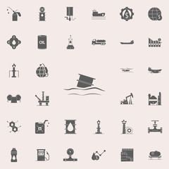 flat design toxic waste contamination on water icon. Oil icons universal set for web and mobile