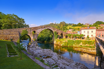 Cangas de Onis roman bridge in Asturias Spain