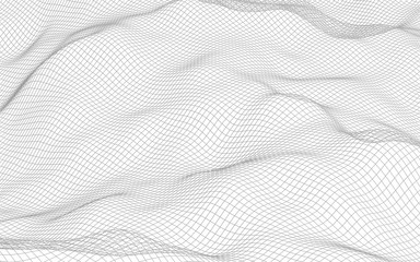 Fototapeta na wymiar Abstract landscape on a white background. Cyberspace grid. Hi-tech network. 3d illustration