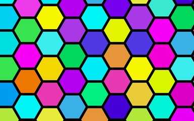 Honeycomb many color, multicolored. Isometric geometry. 3D illustration
