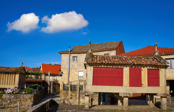 Horreo in Combarro village Pontevedra Galicia Spain