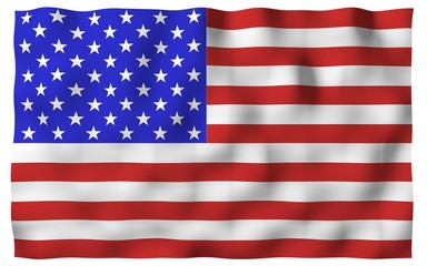 Naklejka premium Waving flag of the United States of America. Stars and Stripes. State symbol of the USA. 3D illustration