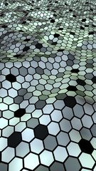 Naklejka premium Honeycomb with a gradient color. Perspective view on polygon look like honeycomb. Wavy surface. Isometric geometry. 3D illustration