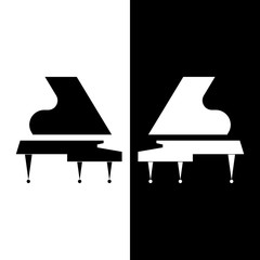 Stylized two Grand piano. Black and white composition. Vector flat design.