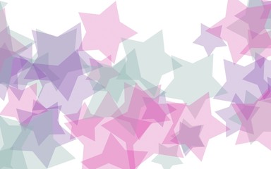 Multi Colored translucent stars on a white background. Red tones. 3D illustration