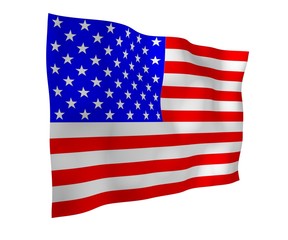 Obraz premium Waving flag of the United States of America. Stars and Stripes. State symbol of the USA. 3D illustration