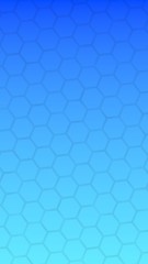 Translucent honeycomb on a gradient blue sky background. Perspective view on polygon look like honeycomb. Isometric geometry. Vertical image orientation. 3D illustration