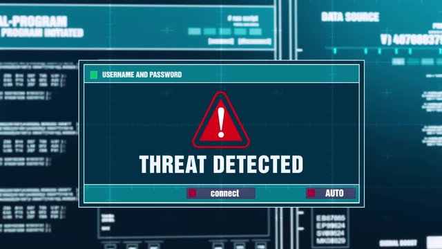 71. Threat Detected Warning Notification Generated on Digital System Security Alert Error Message on Computer Screen after Entering Login And Password . Cyber Crime, Computer Hacking Concept